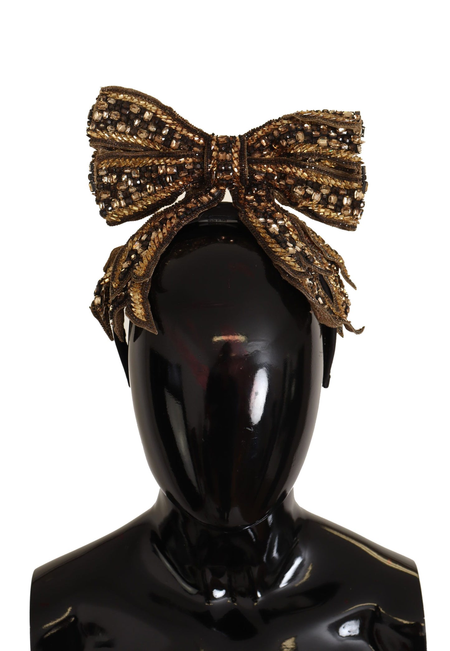 Elegant Gold Embellished Silk Diadem by Dolce & Gabbana