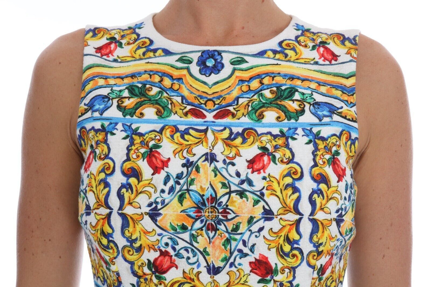 - Majolica Print Midi Sheath Dress