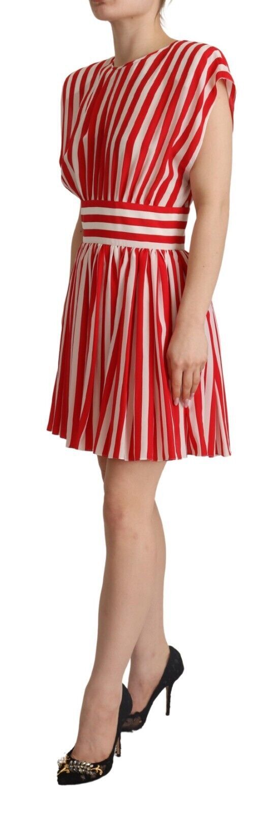 - Elegant Striped Silk A-Line Mini Dress