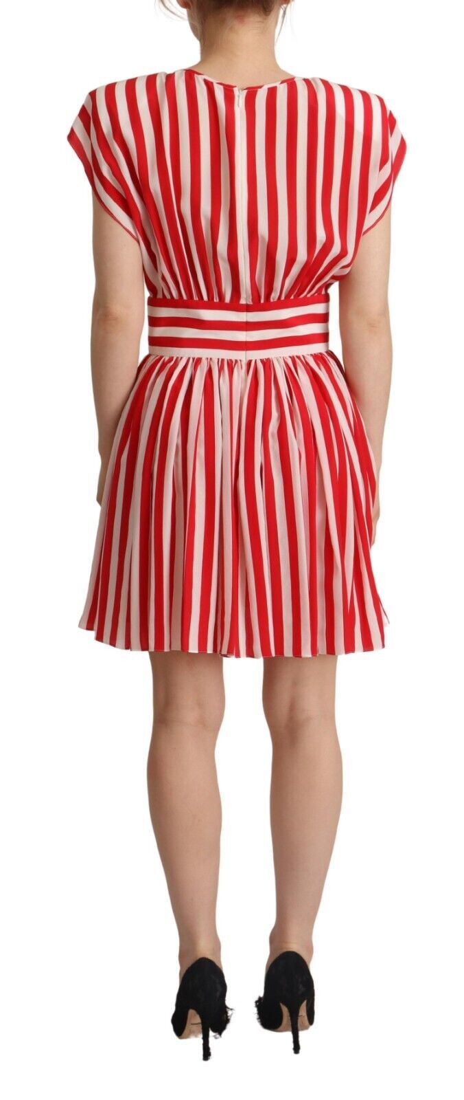 - Elegant Striped Silk A-Line Mini Dress