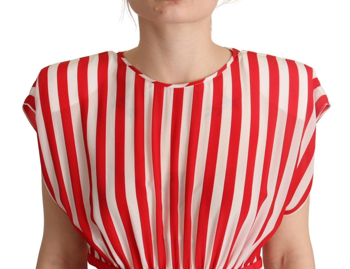 - Elegant Striped Silk A-Line Mini Dress