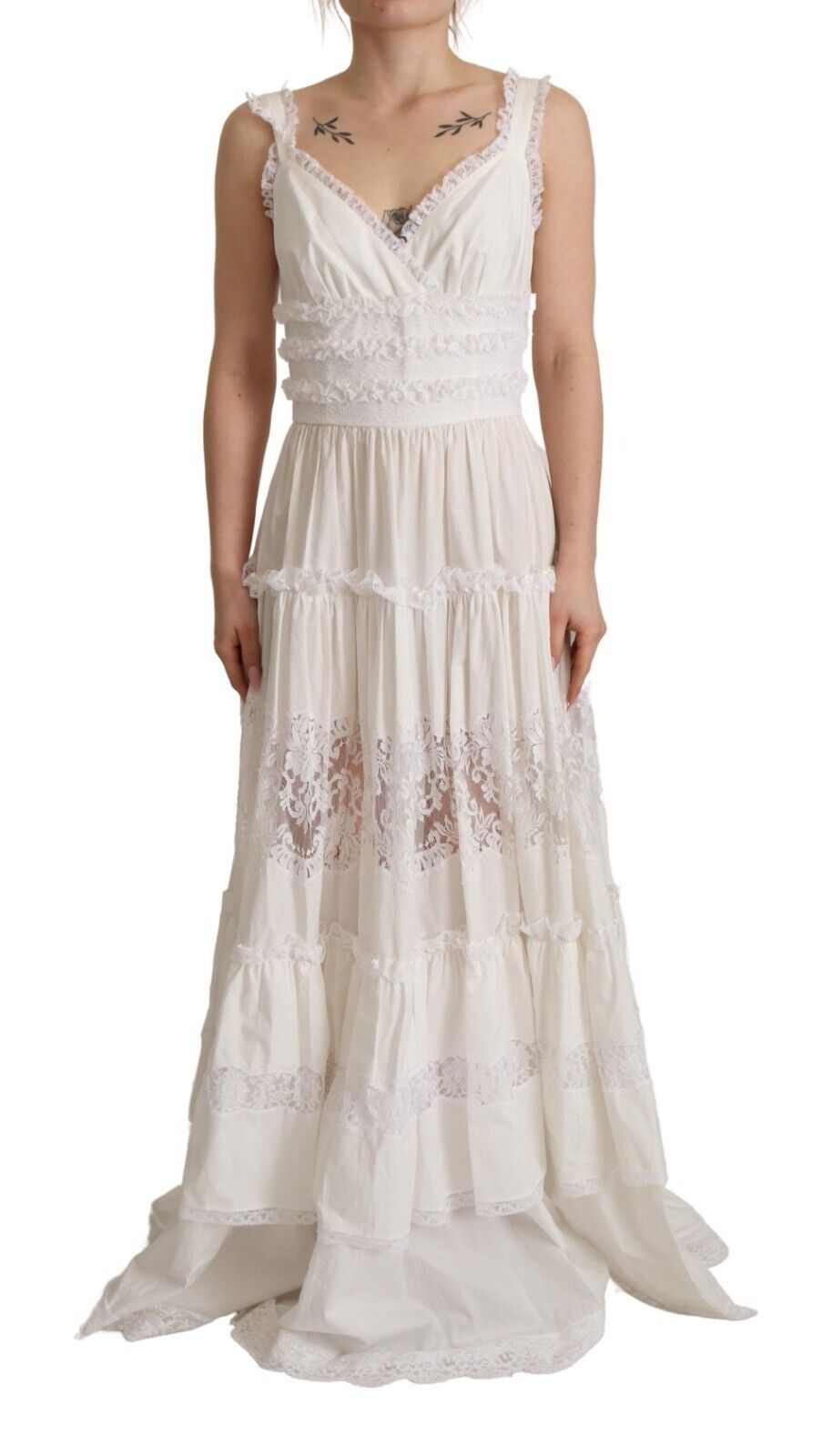 - Elegant White A-Line Tiered Maxi Dress
