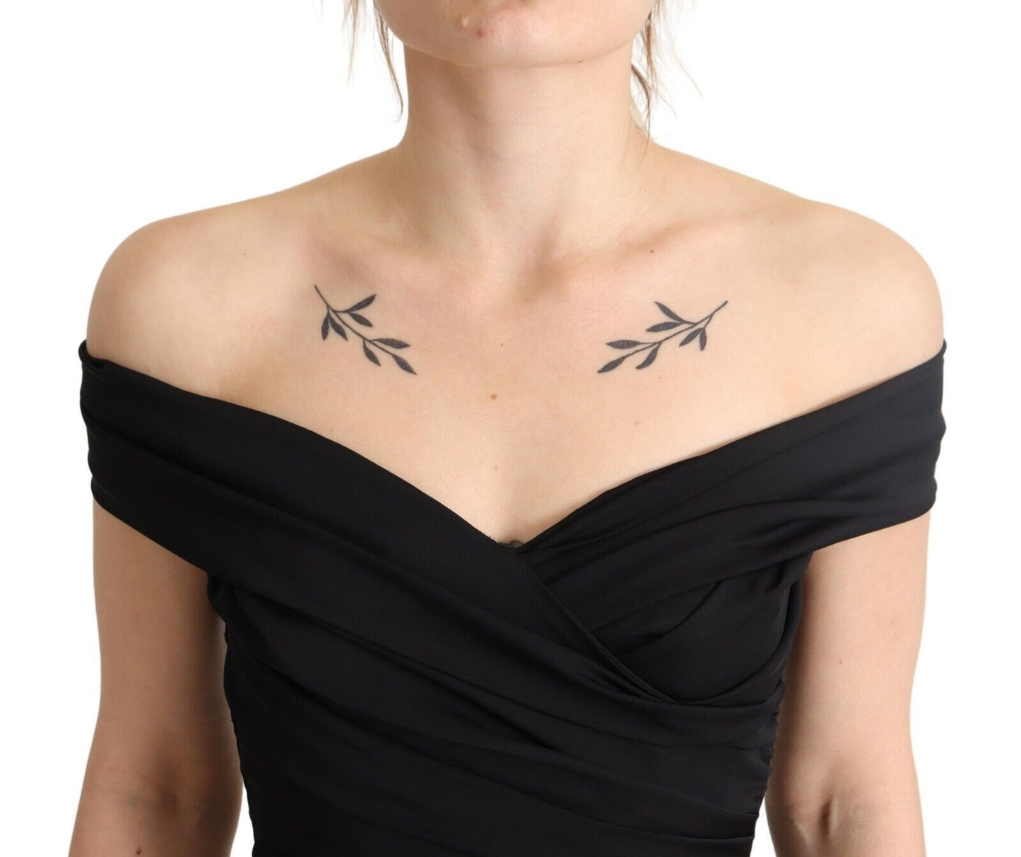 - Elegant Black Silk Off-shoulder Dress