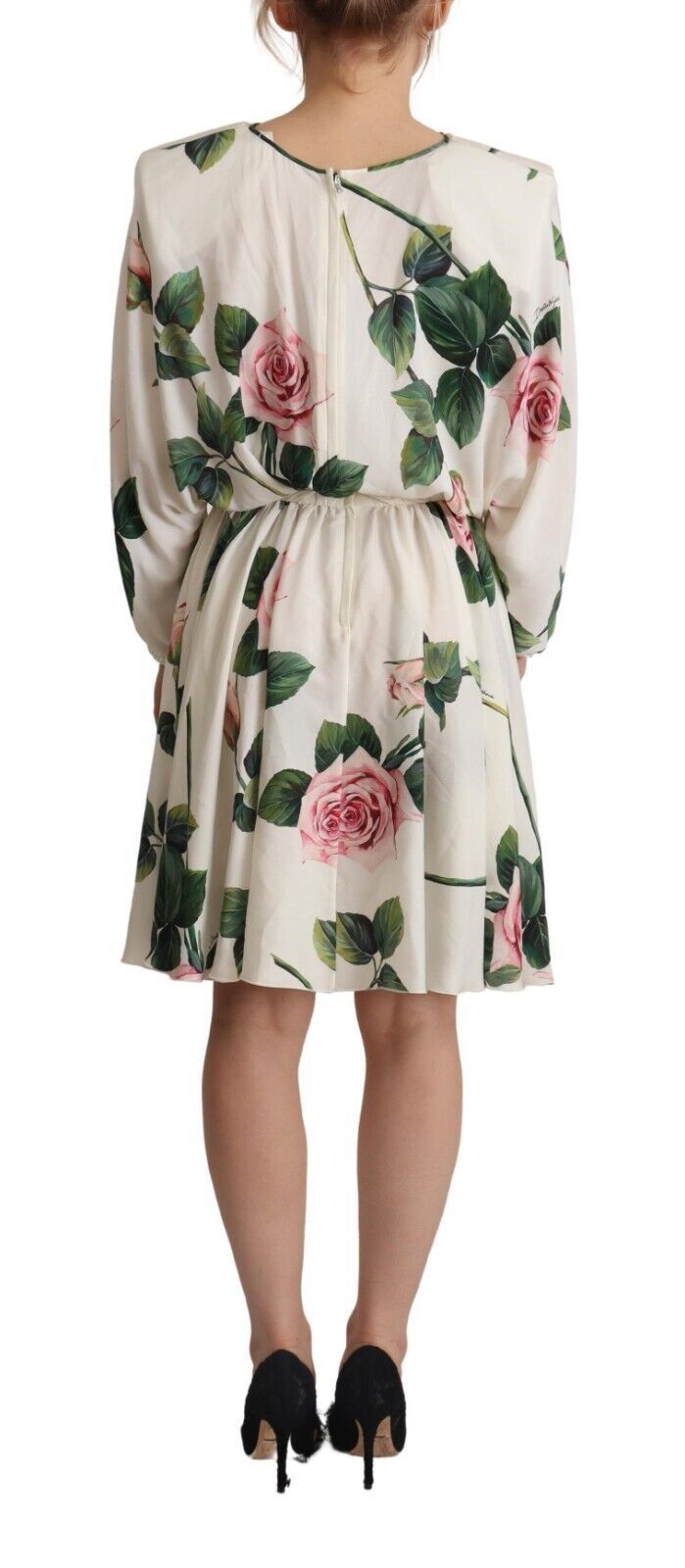 - Elegant Silk Floral A-Line Dress