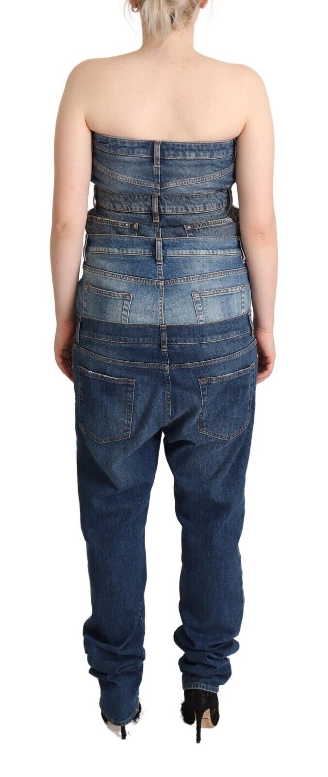 - Elegant Dark Blue Denim Jumpsuit Dress