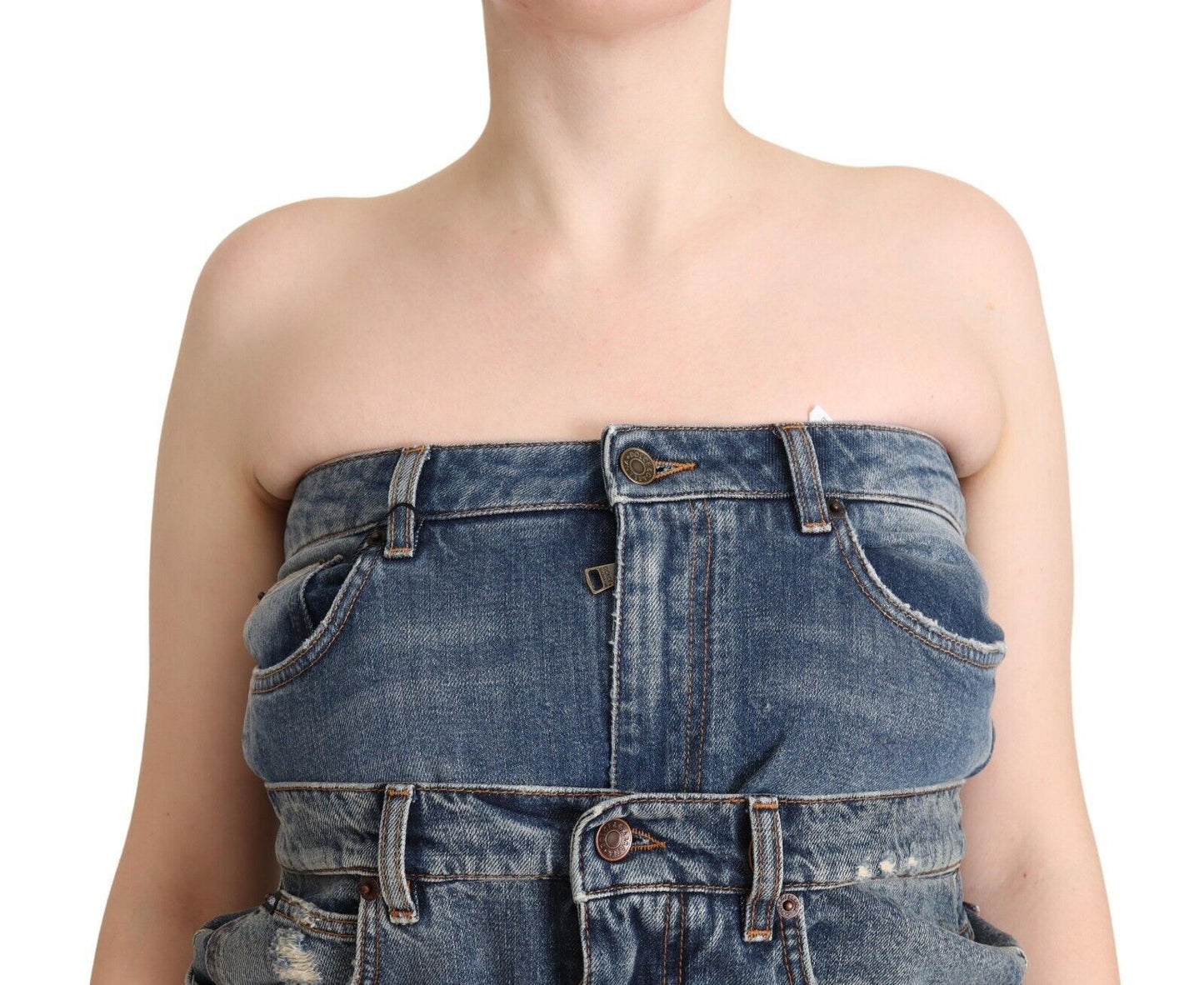 - Elegant Dark Blue Denim Jumpsuit Dress