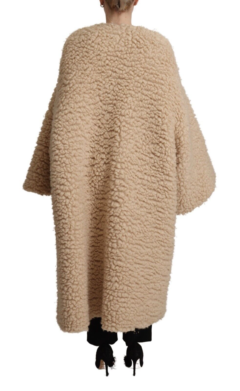 - Elegant Beige Cashmere Overcoat Jacket