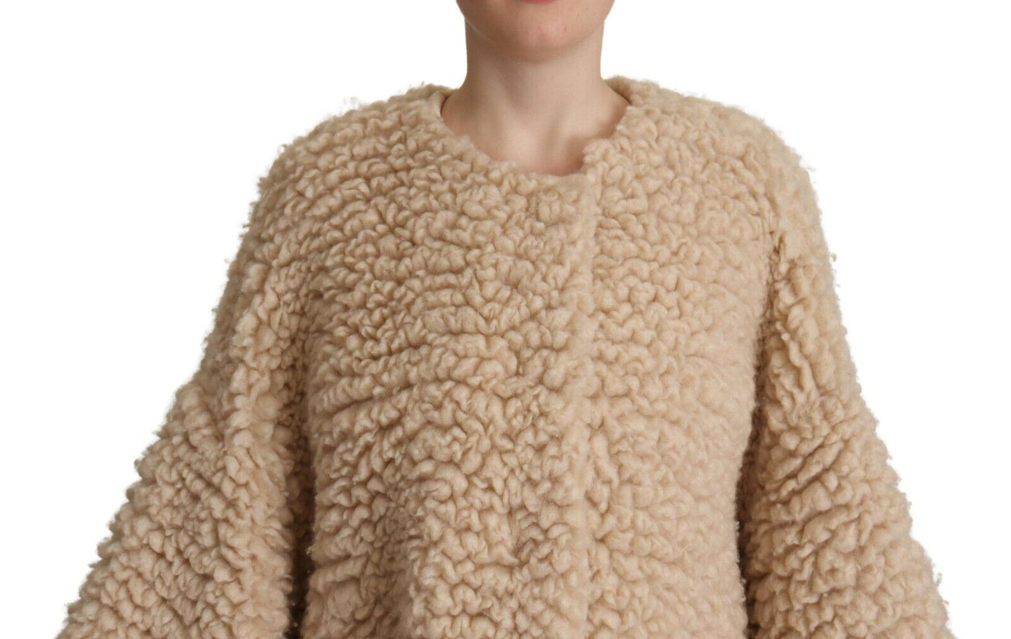 - Elegant Beige Cashmere Overcoat Jacket