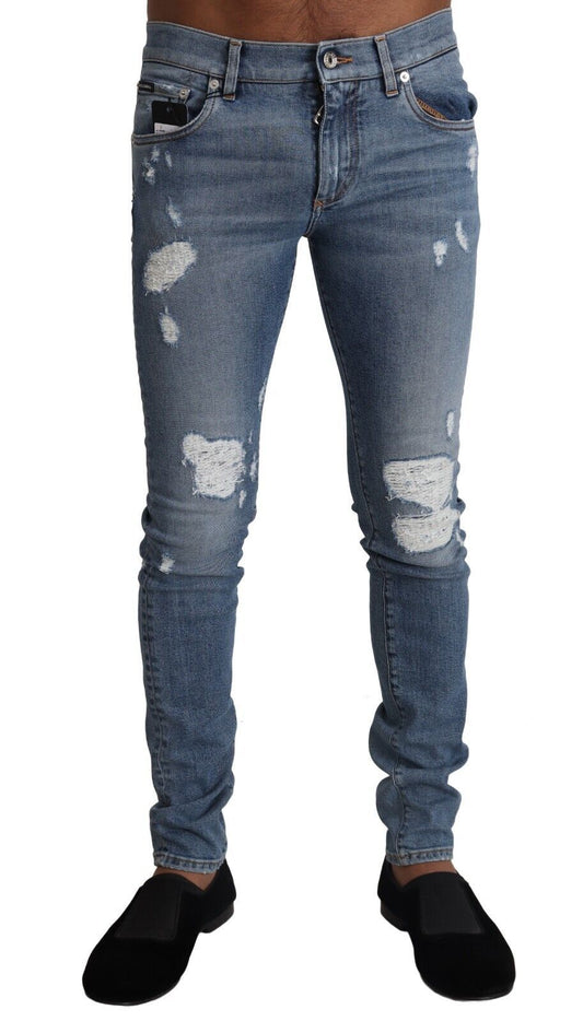 - Elegant Light Blue Skinny Denim Pants