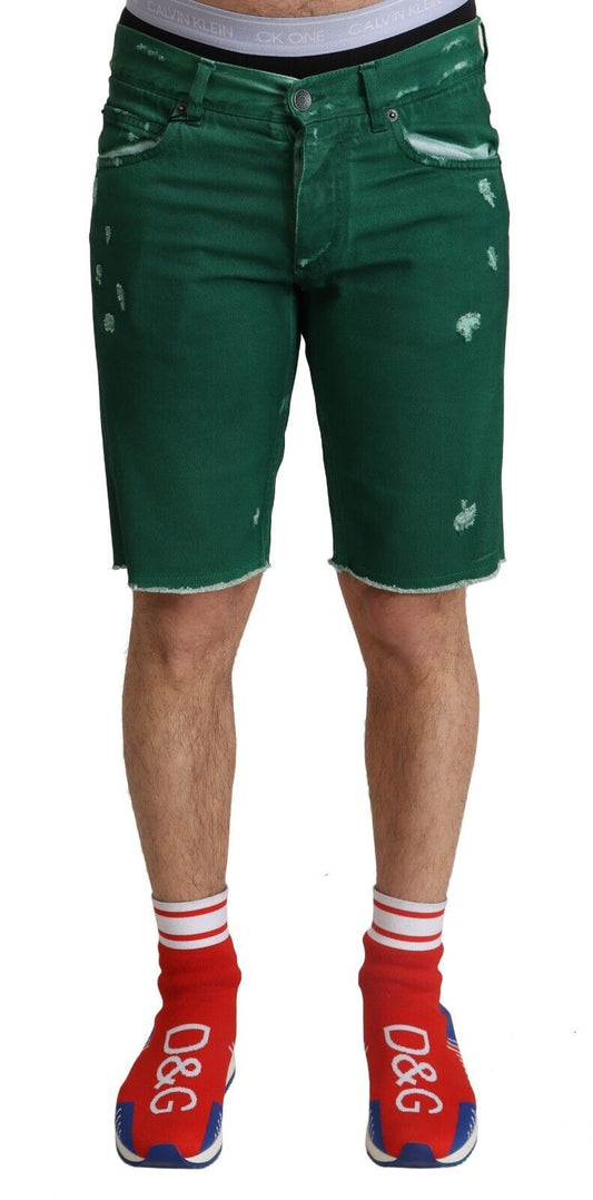- Chic Green Denim Bermuda Shorts