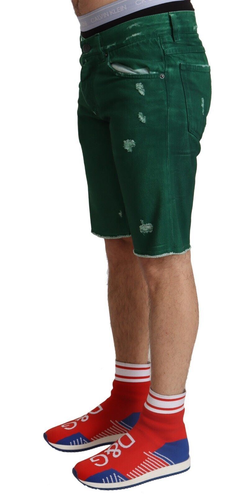 - Chic Green Denim Bermuda Shorts