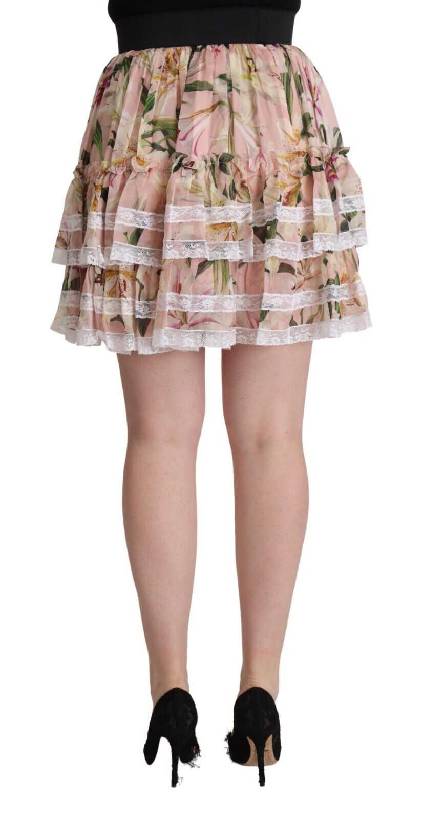 - Elegant Lily Print Tiered A-Line Mini Skirt