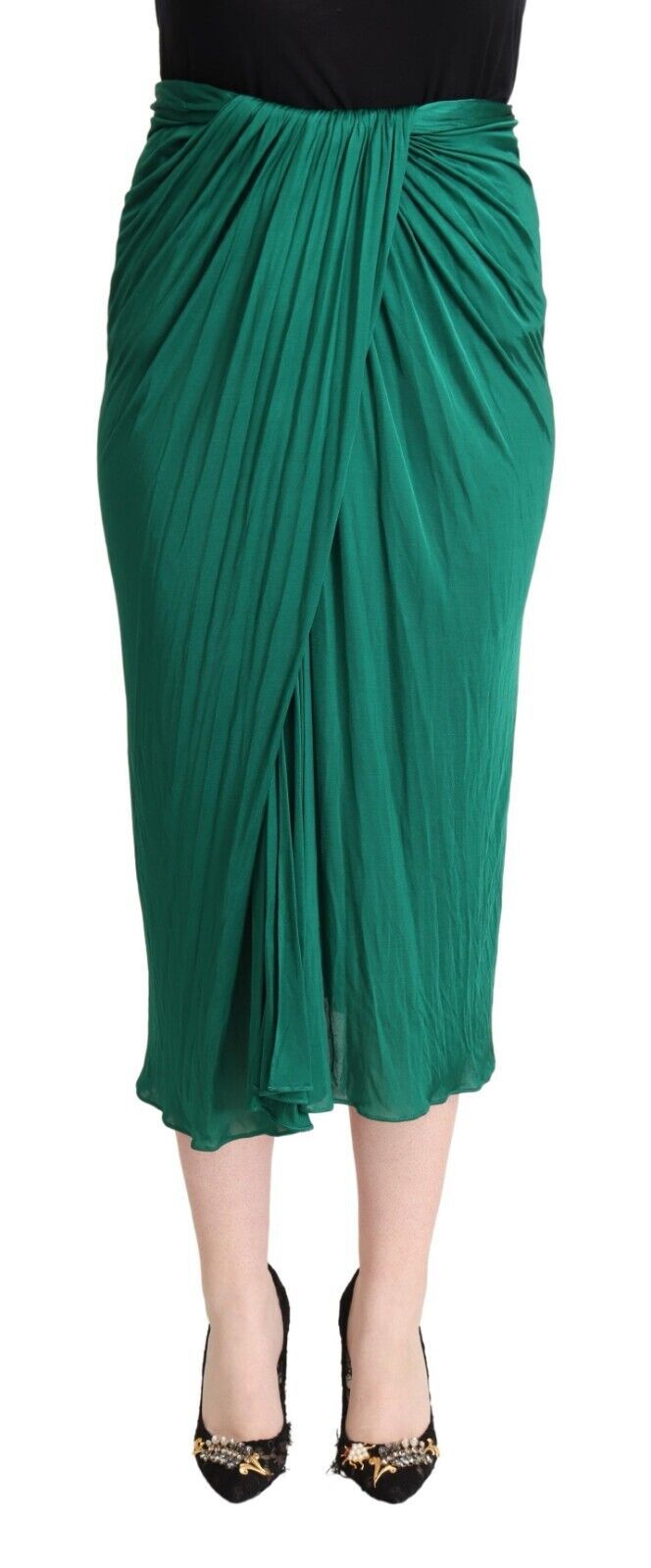 - Elegant Pleated High Waist Midi Skirt