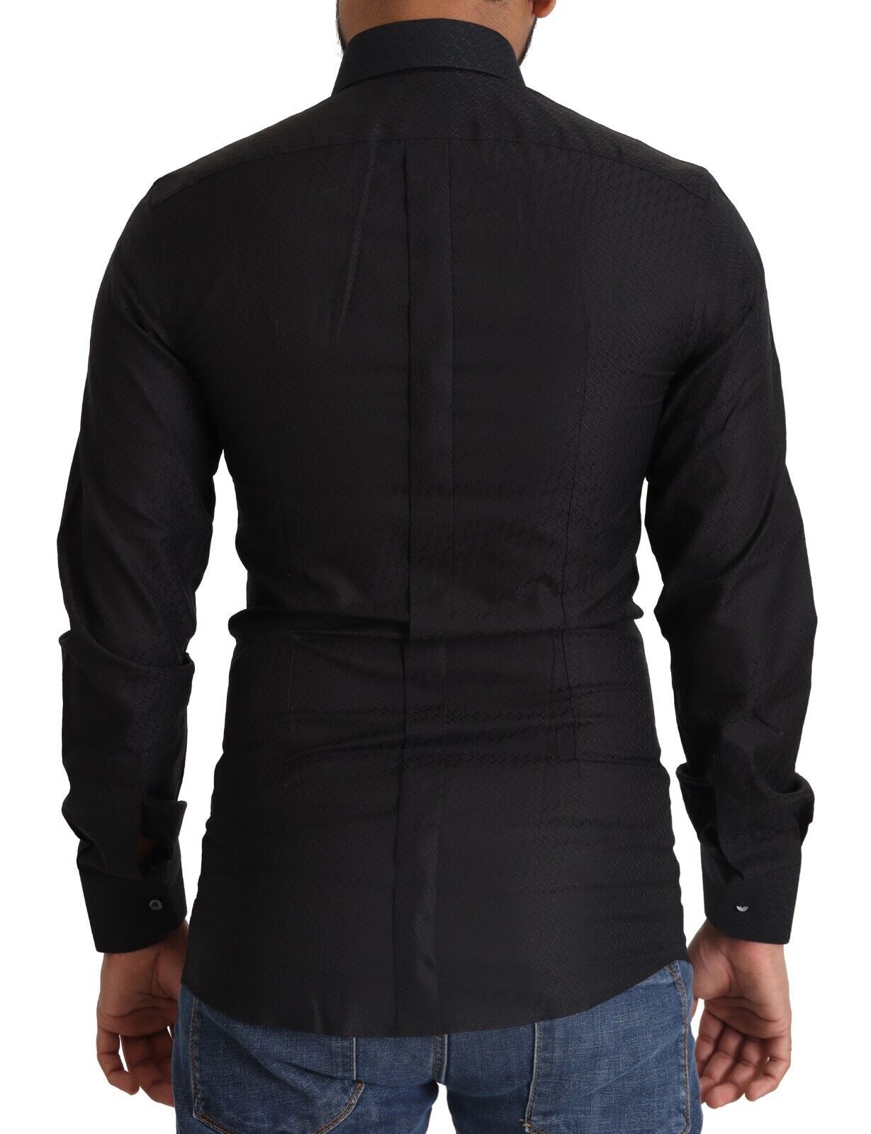 - Elegant Black Cotton Gold Dress Shirt