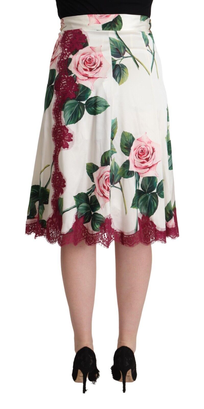 - Elegant Floral A-Line Midi Skirt