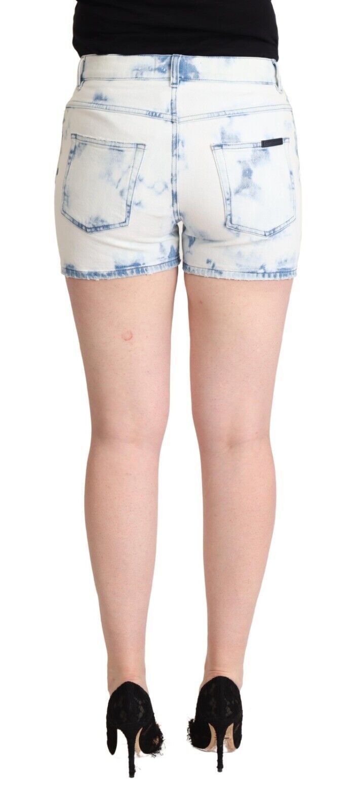 - Chic White Denim Mid-Waisted Shorts