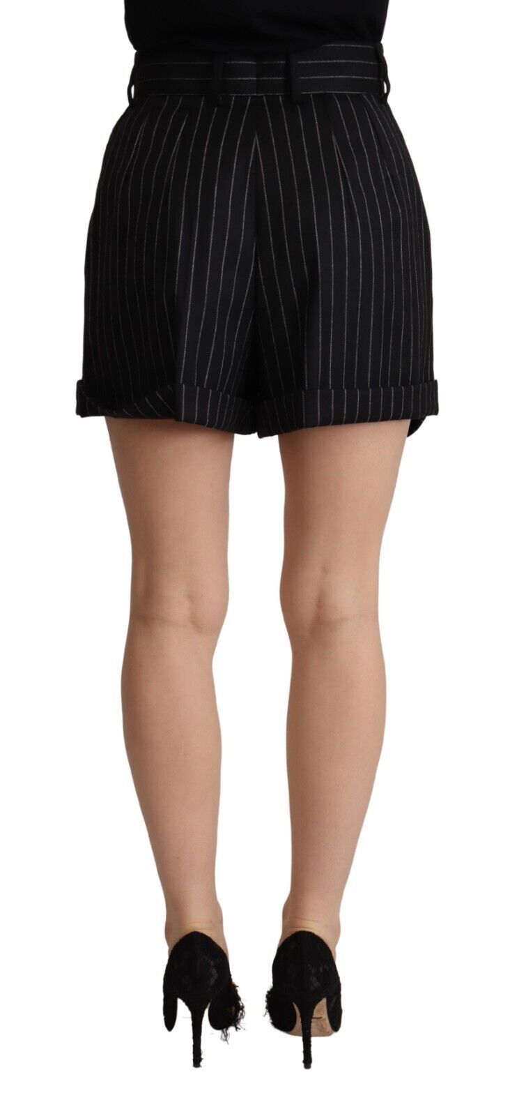 - Elegant High-Waisted Striped Bermuda Shorts