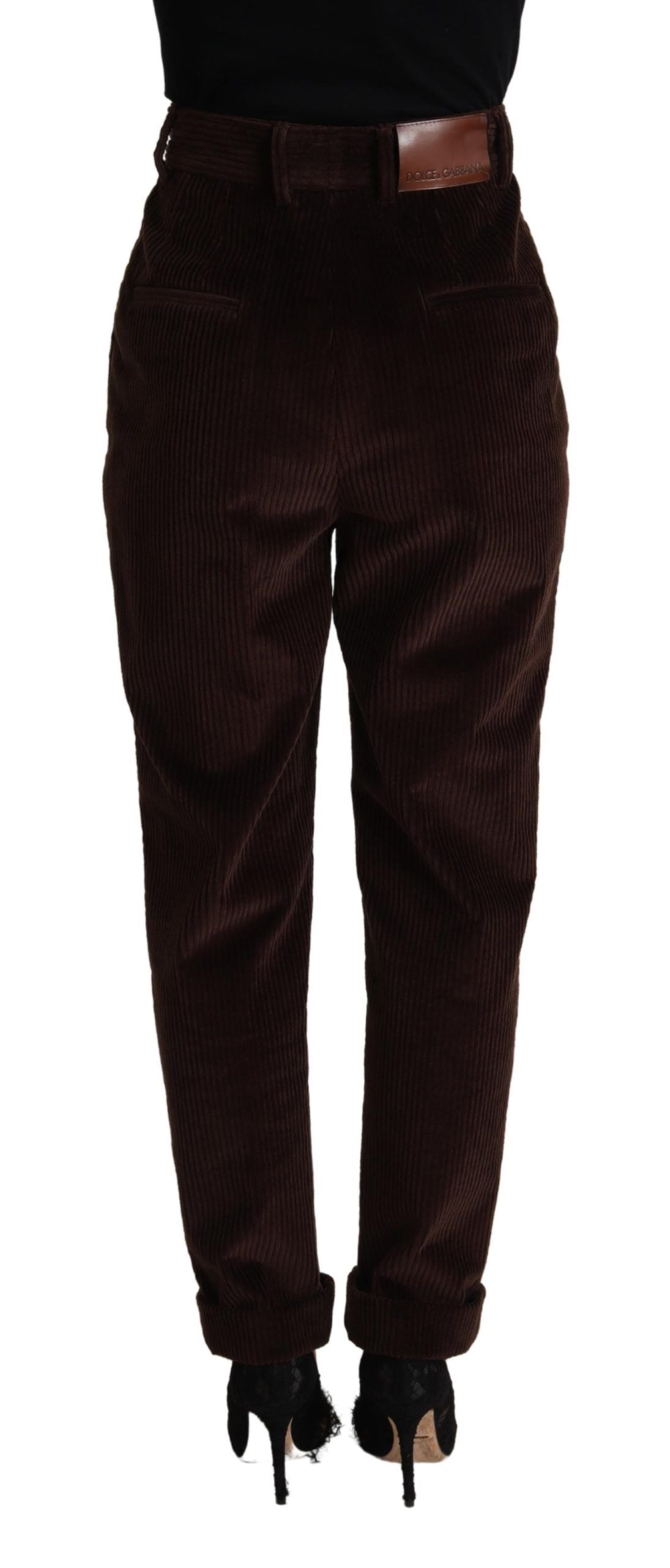- Elegant Bordeaux High-Waisted Corduroy Pants