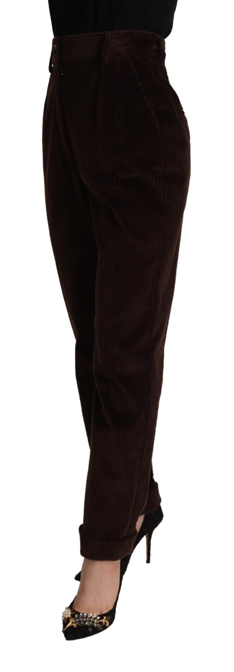 - Elegant Bordeaux High-Waisted Corduroy Pants