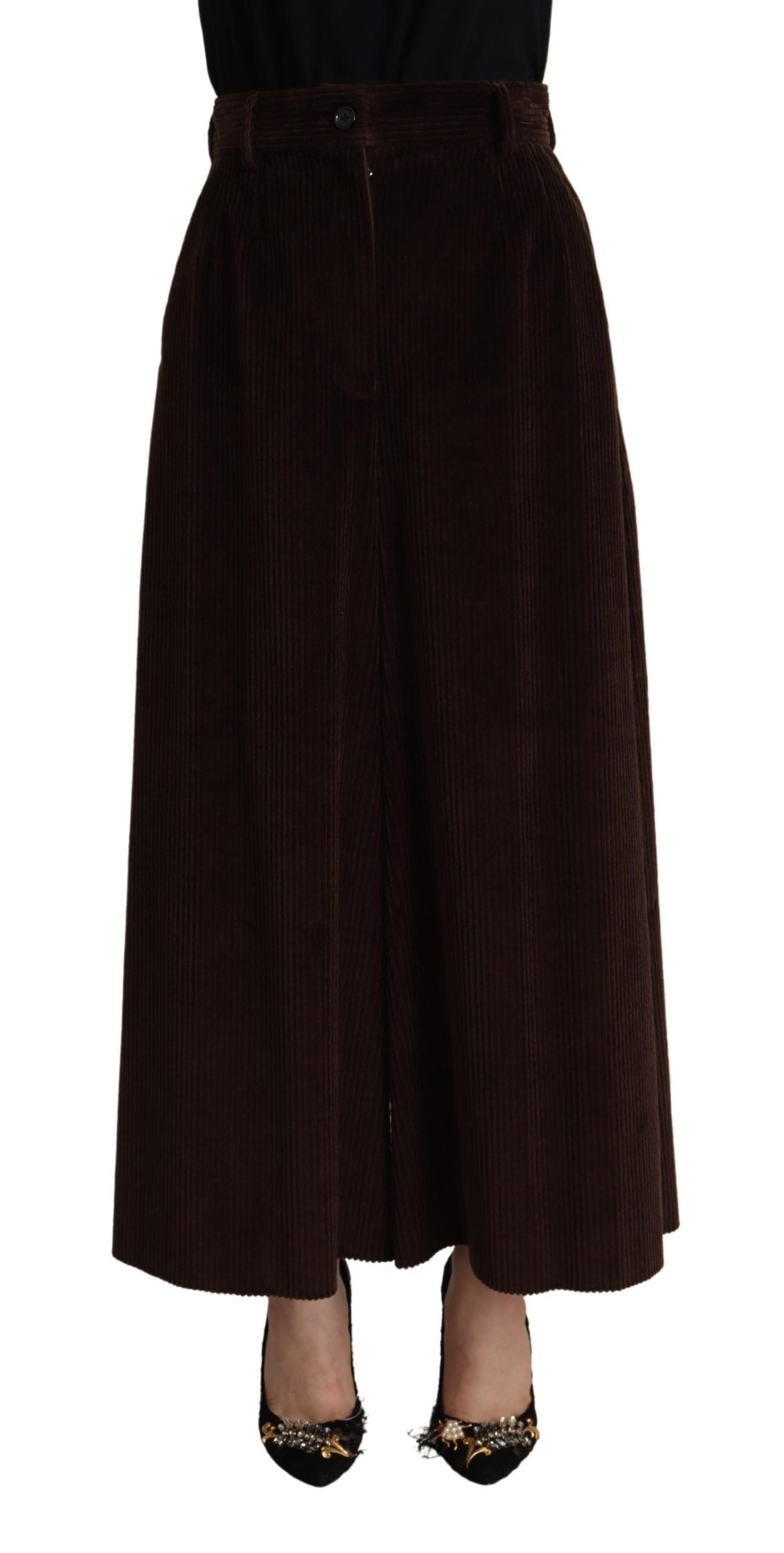 - Chic Bordeaux High-Waisted Corduroy Pants