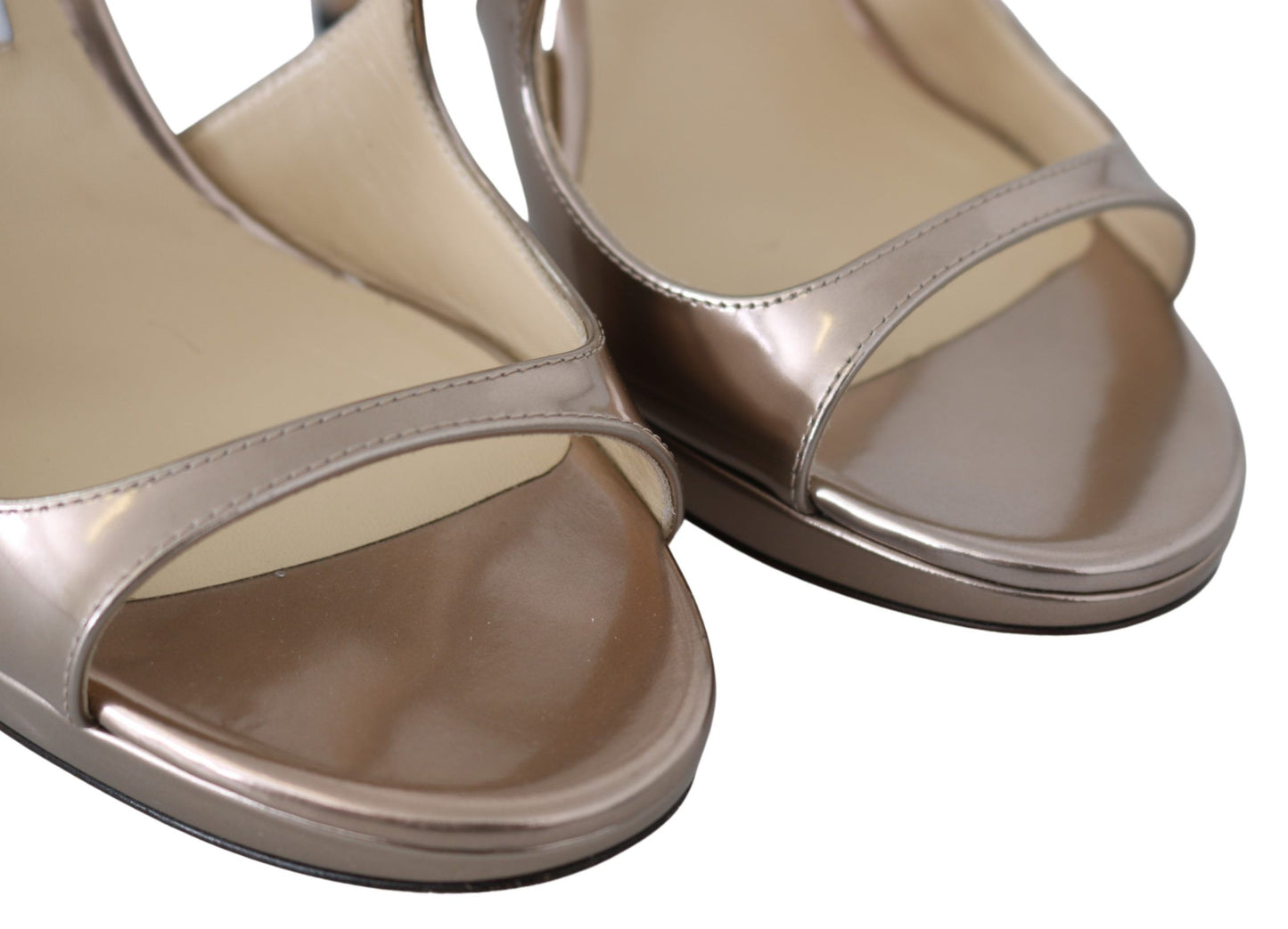 - Ballet Pink Liquid Mirror Leather Sandals