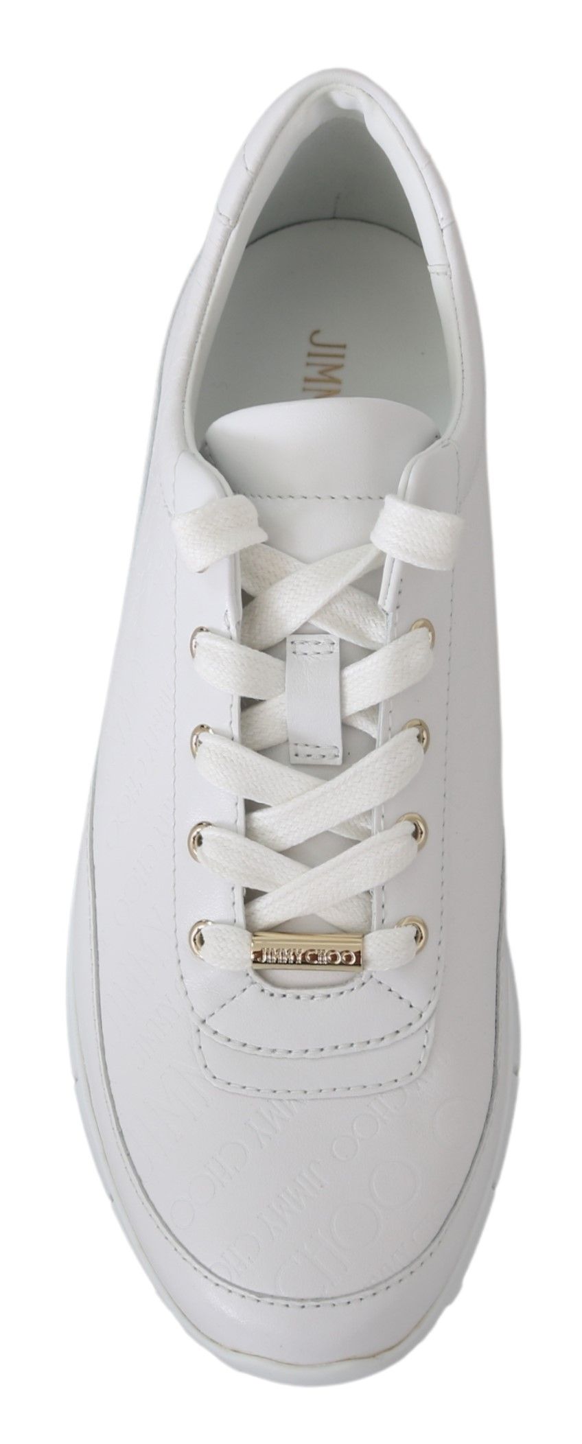 Jimmy Choo Elegant White Monza Olel Leather Sneakers