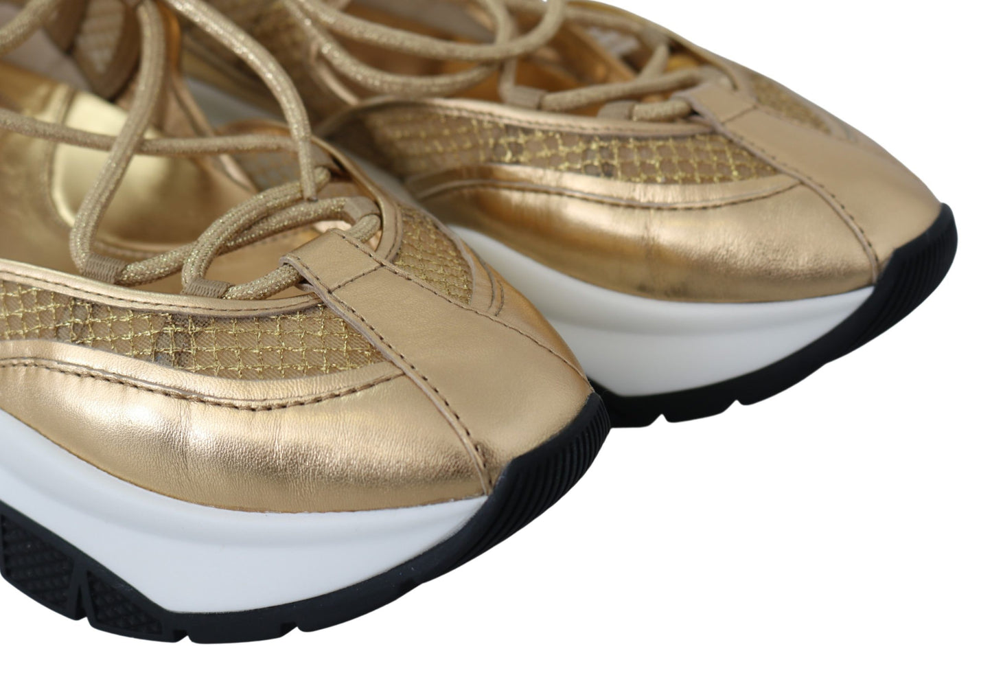 - Golden Glamour Mesh Leather Sneakers