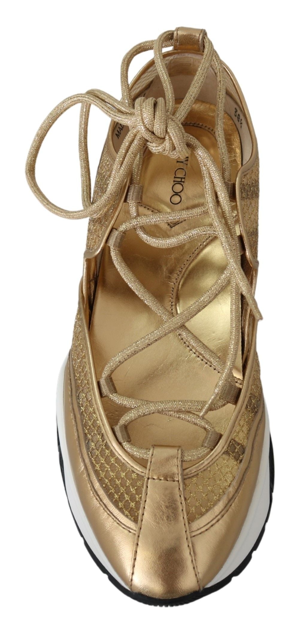 - Golden Glamour Mesh Leather Sneakers