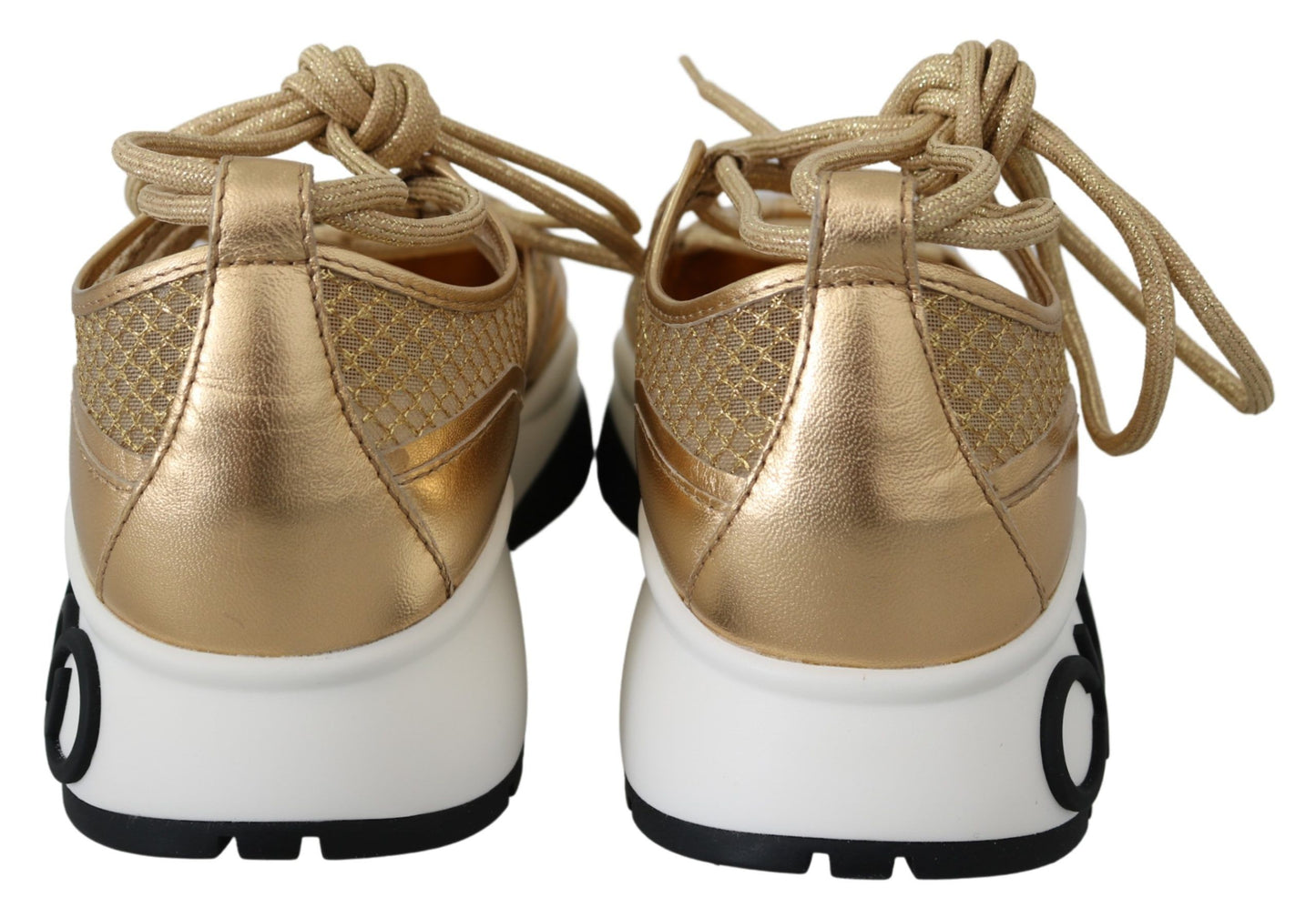 - Golden Glamour Mesh Leather Sneakers