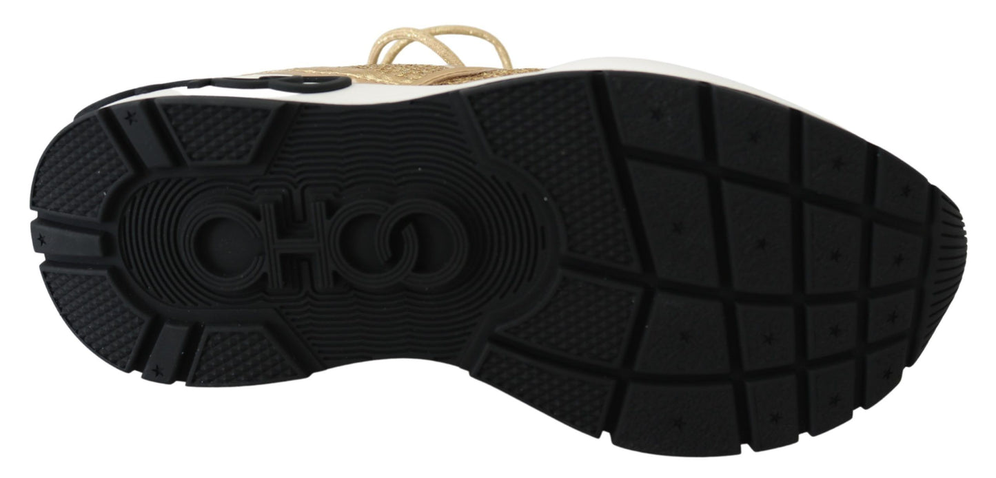 - Golden Glamour Mesh Leather Sneakers