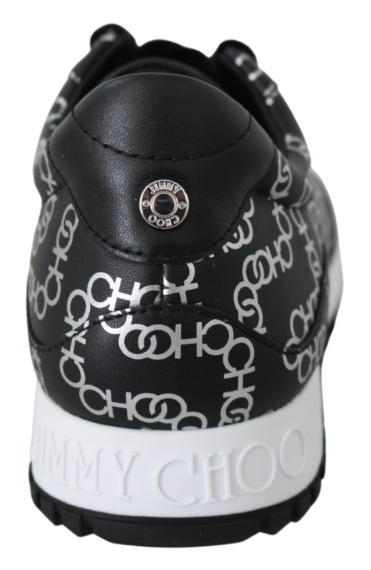 - Elegant Black & Silver Leather Sneakers