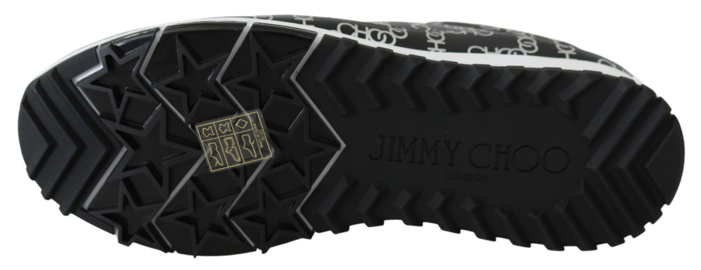 - Elegant Black & Silver Leather Sneakers