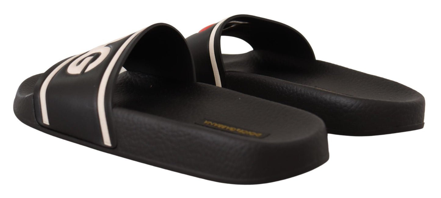 - Elegant Black Leather Slide Sandals for Her