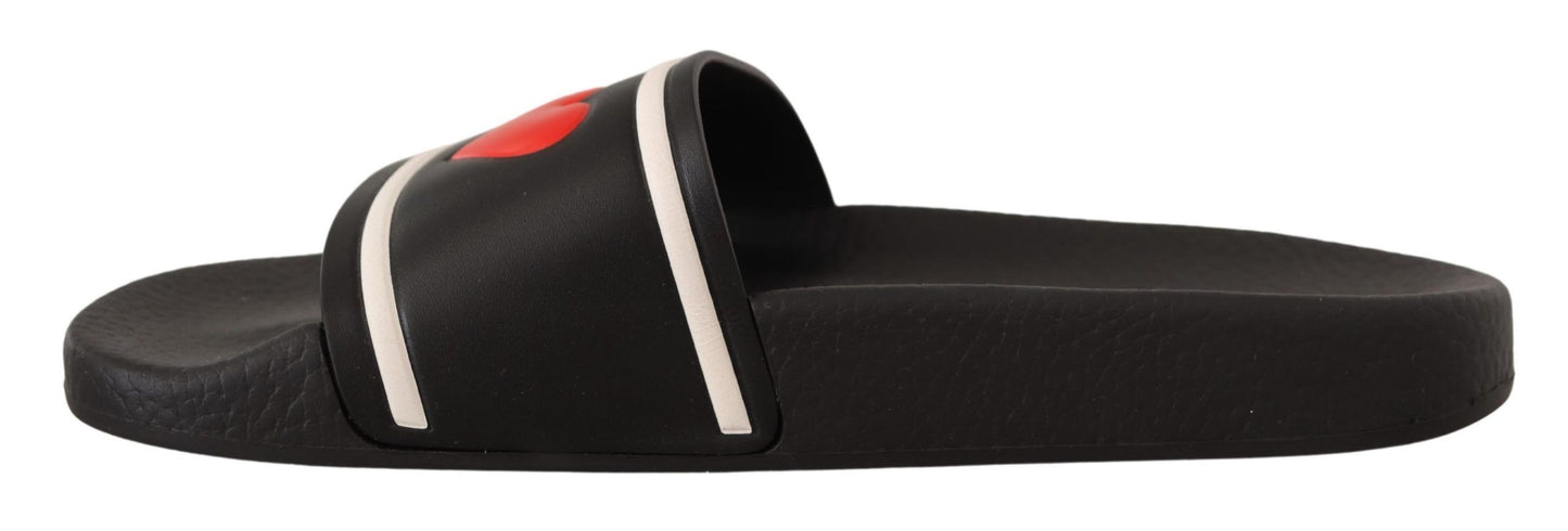 - Elegant Black Leather Slide Sandals for Her