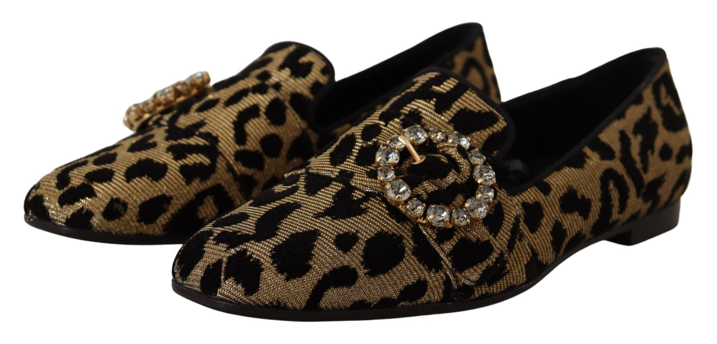- Elegant Leopard Crystal Gem Loafers