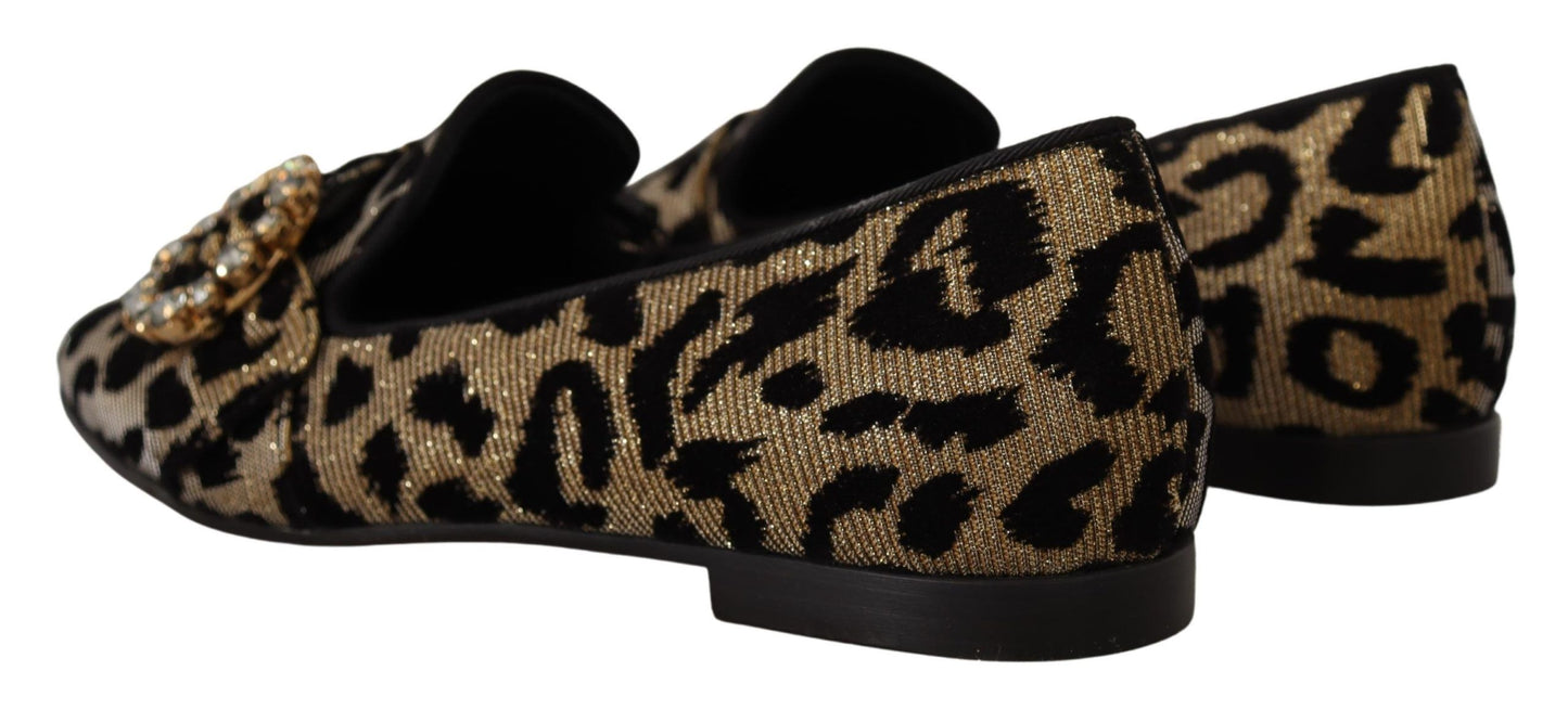 - Elegant Leopard Crystal Gem Loafers