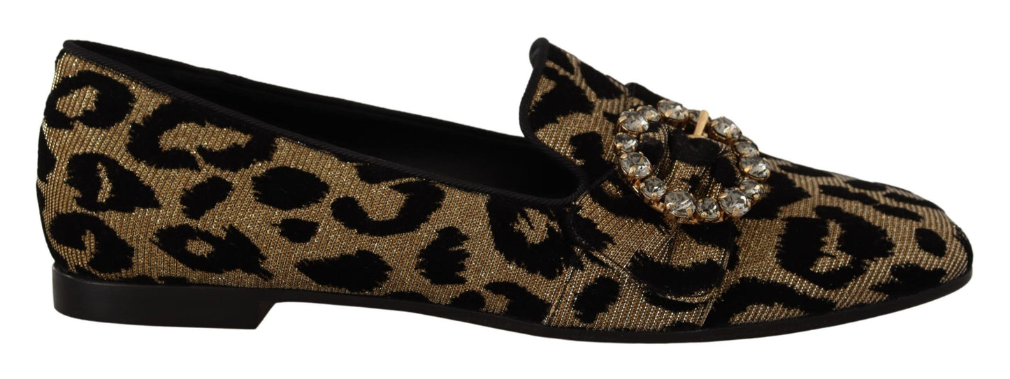 - Elegant Leopard Crystal Gem Loafers