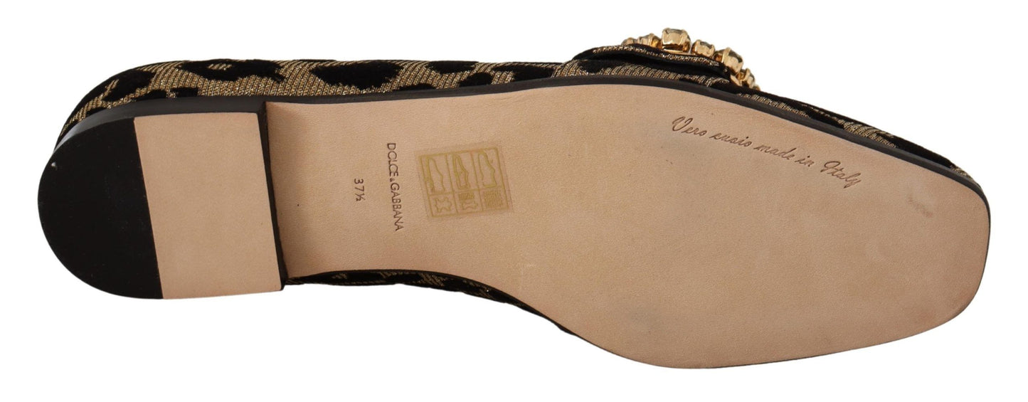 - Elegant Leopard Crystal Gem Loafers