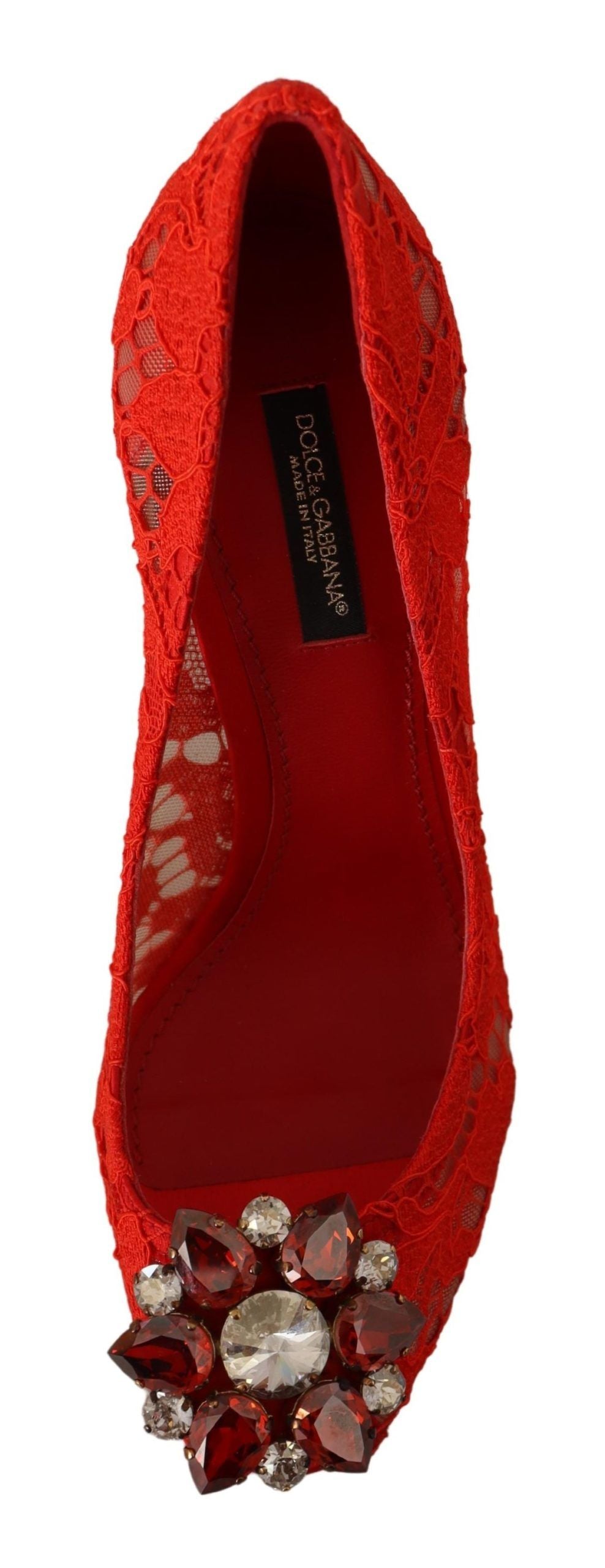 - Red Crystal Taormina Lace Heels Pumps