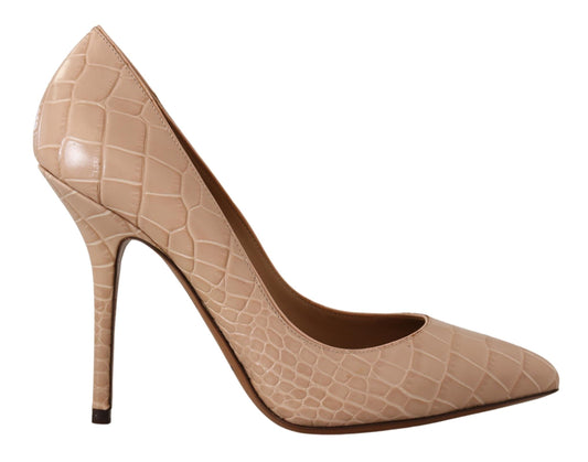 - Elegant Beige Nude Leather Pumps