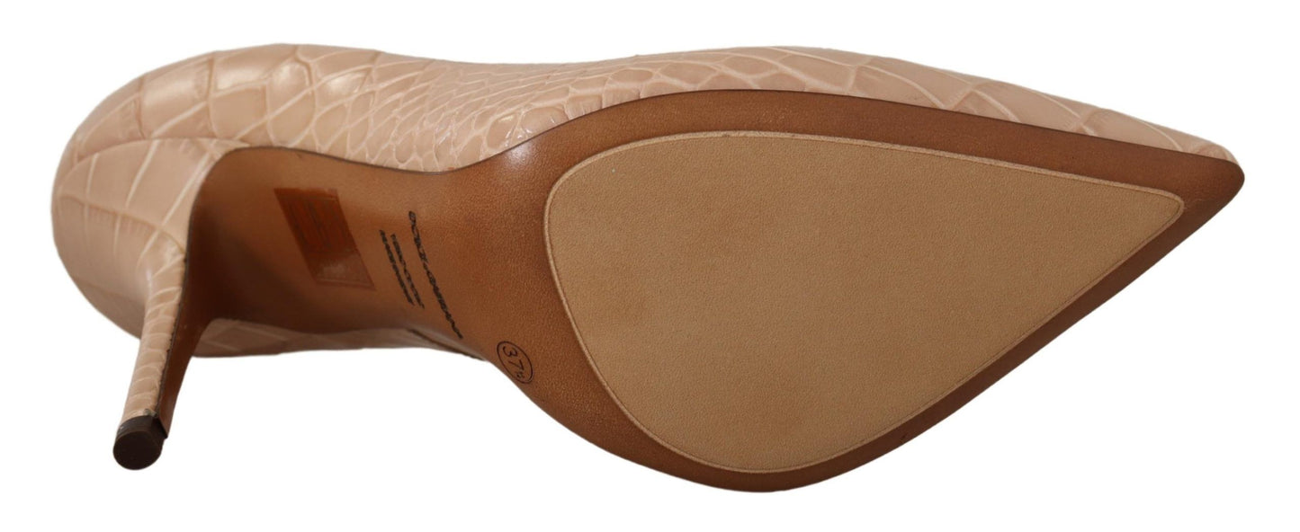 - Elegant Beige Nude Leather Pumps