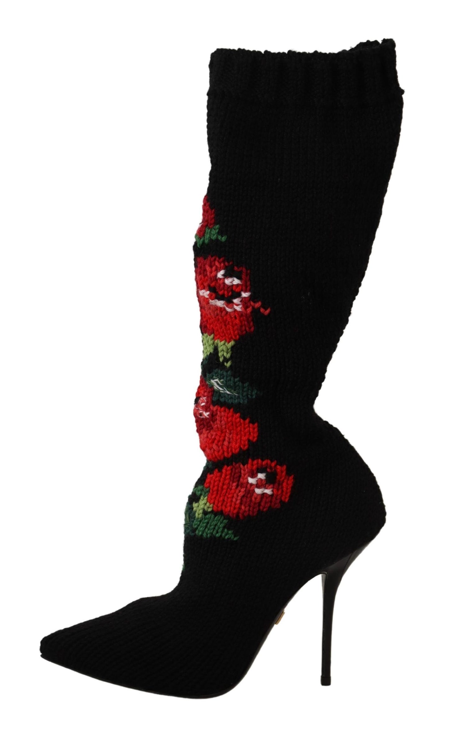 - Elegant Sock Boots with Red Roses Detail