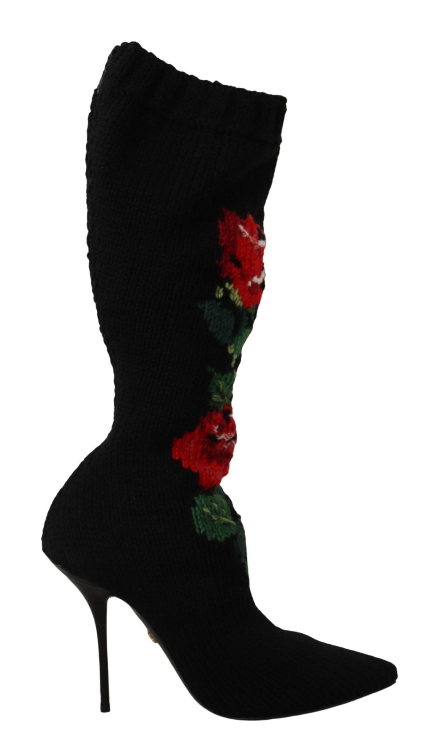 - Elegant Sock Boots with Red Roses Detail