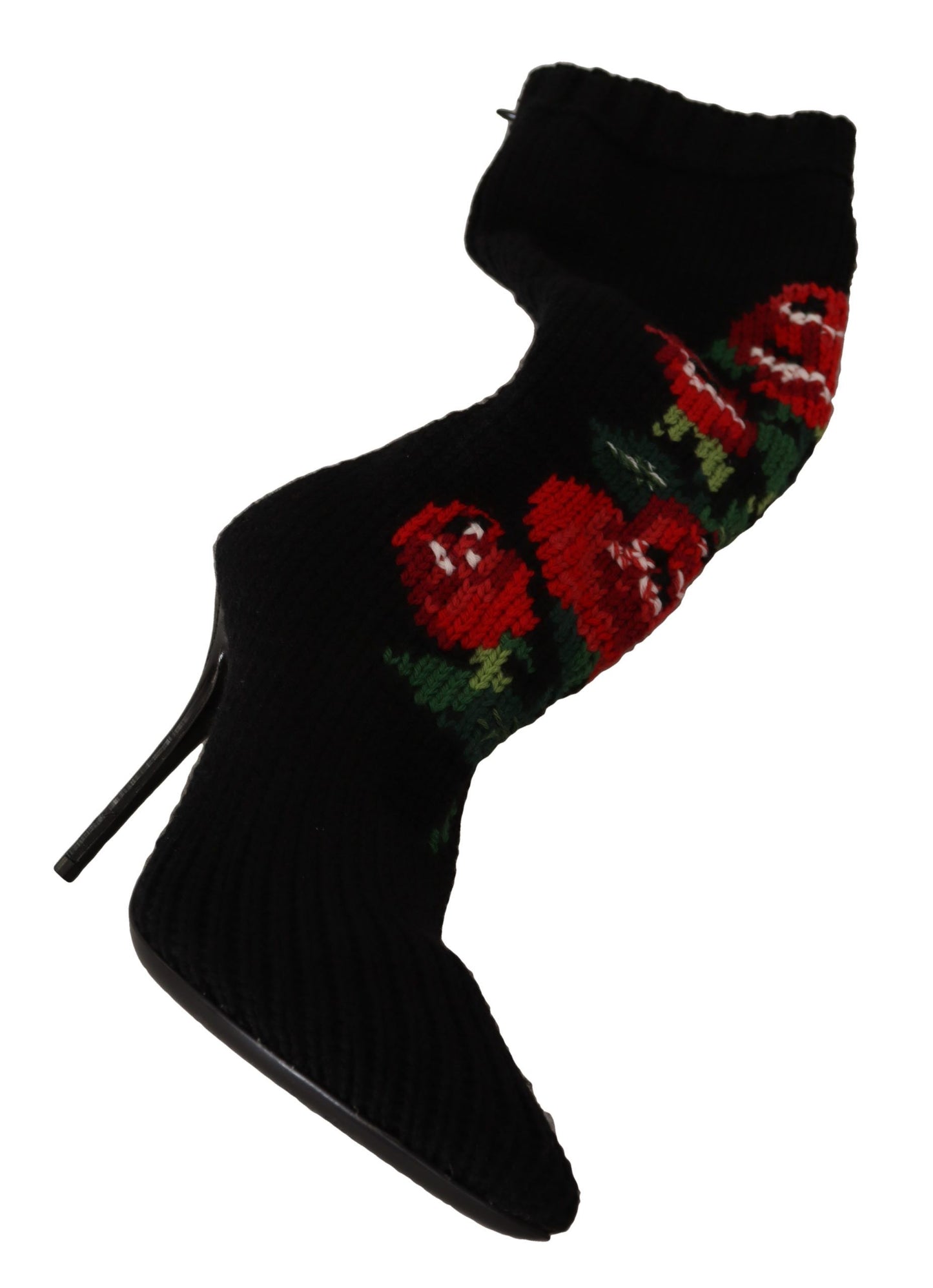 - Elegant Sock Boots with Red Roses Detail