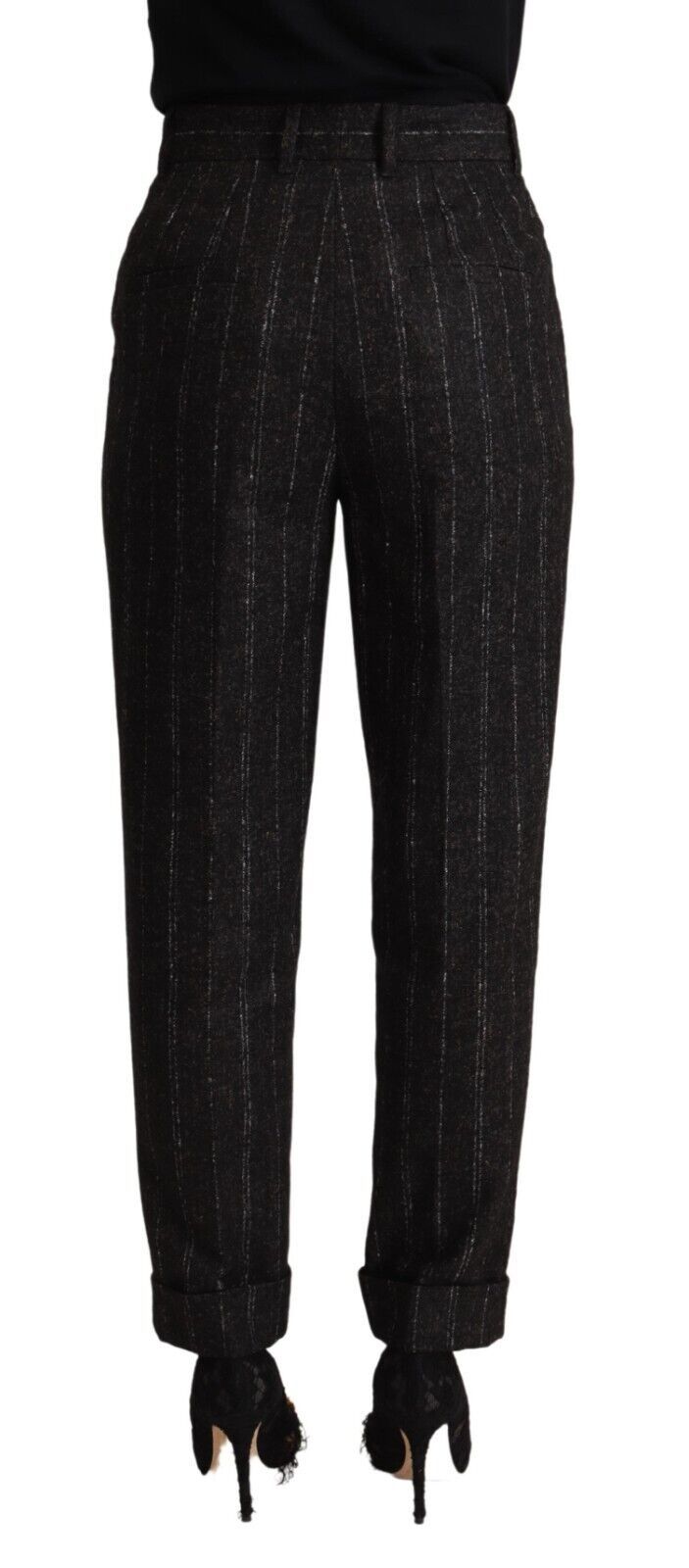 - Elegant High-Waisted Striped Tapered Pants