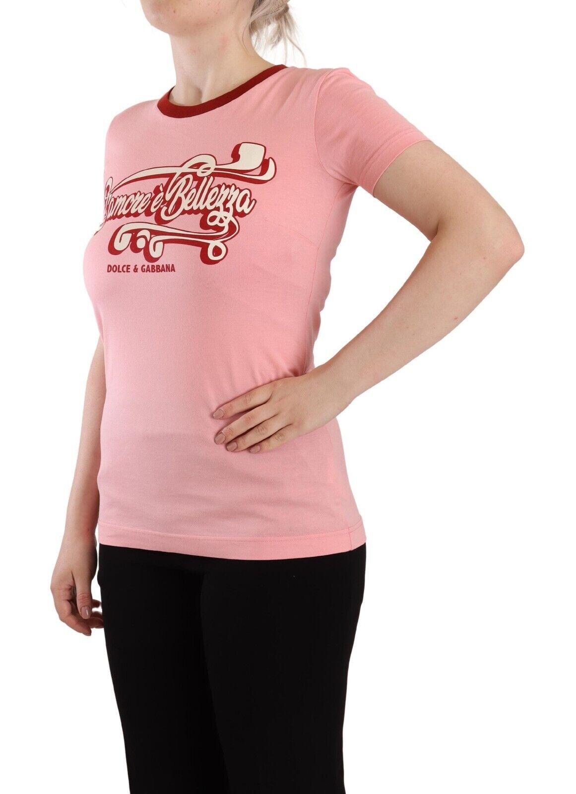- Chic Pink Logo Crew Neck Tee