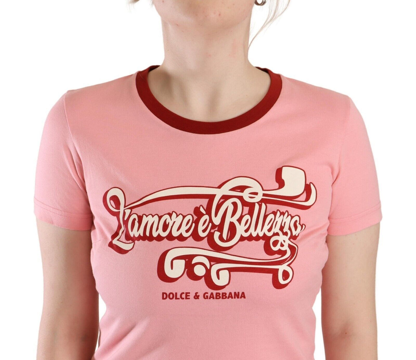 - Chic Pink Logo Crew Neck Tee