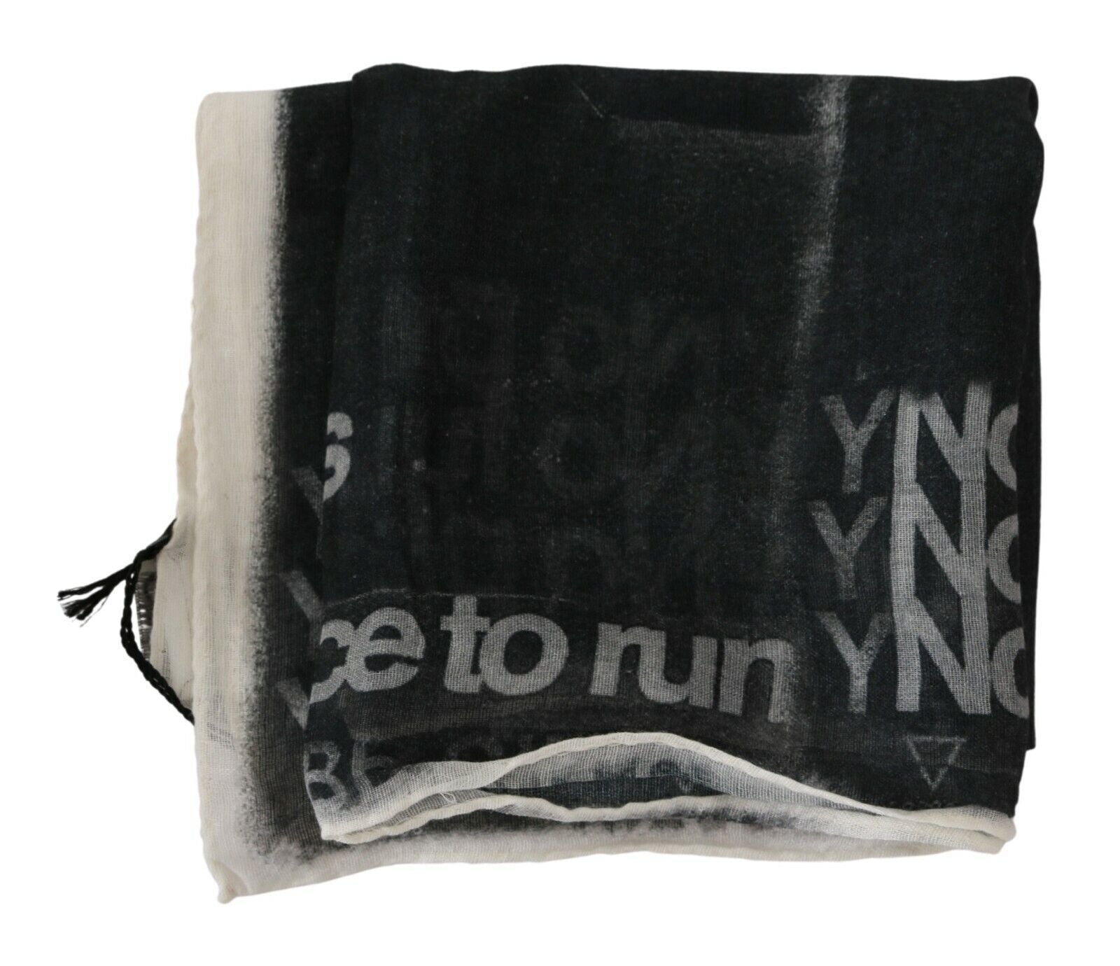 Costume National Monochrome Wool-Blend Scarf Bandana – Black & White