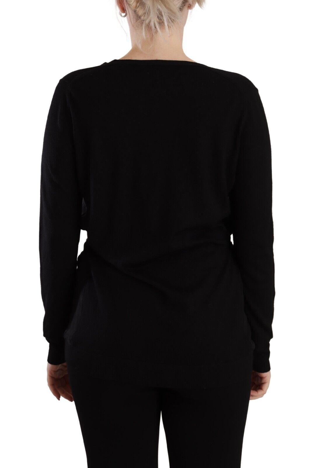 - Elegant Black V-Neck Wool Pullover