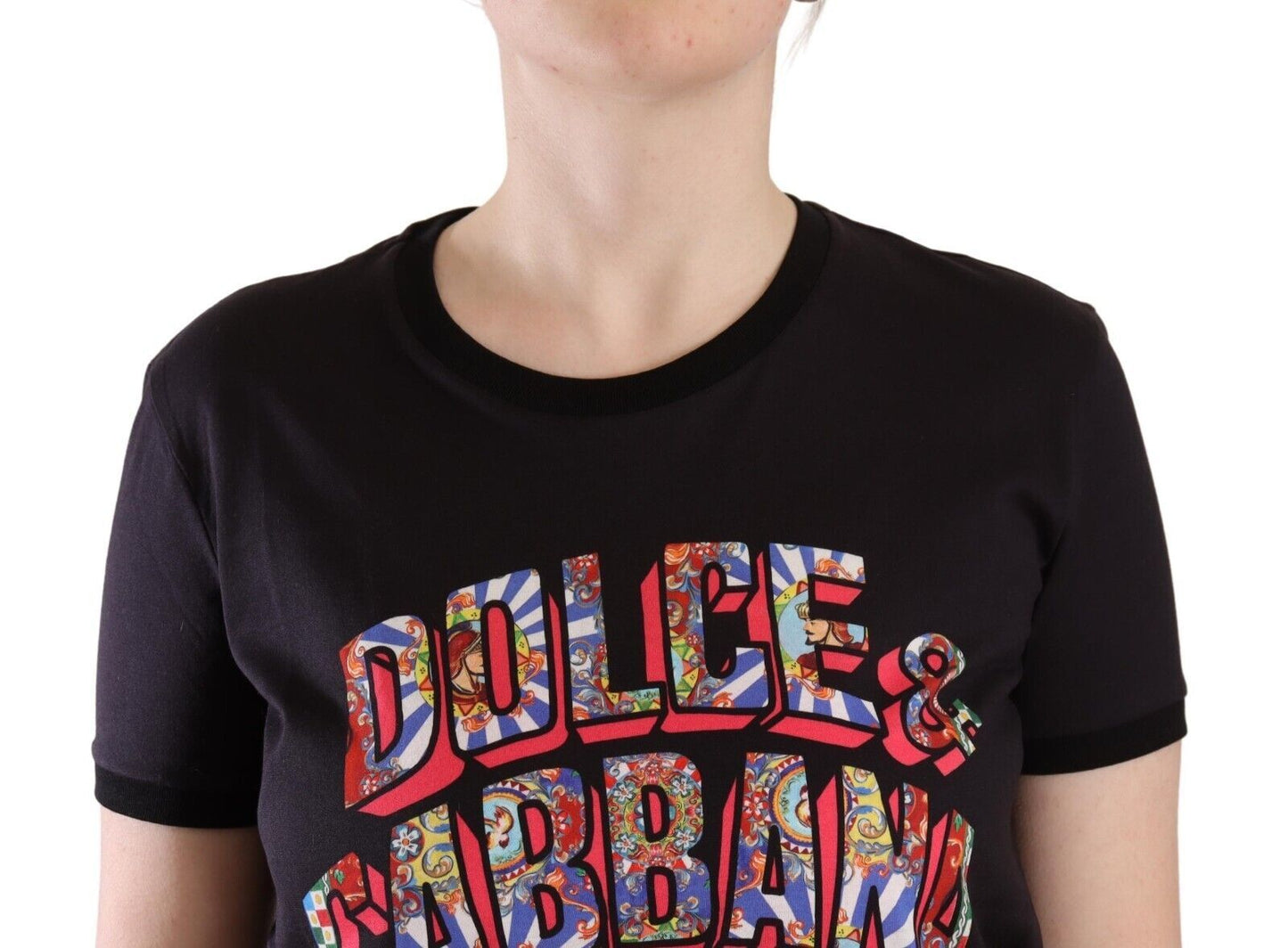 - Chic Black Crew Neck Logo Tee